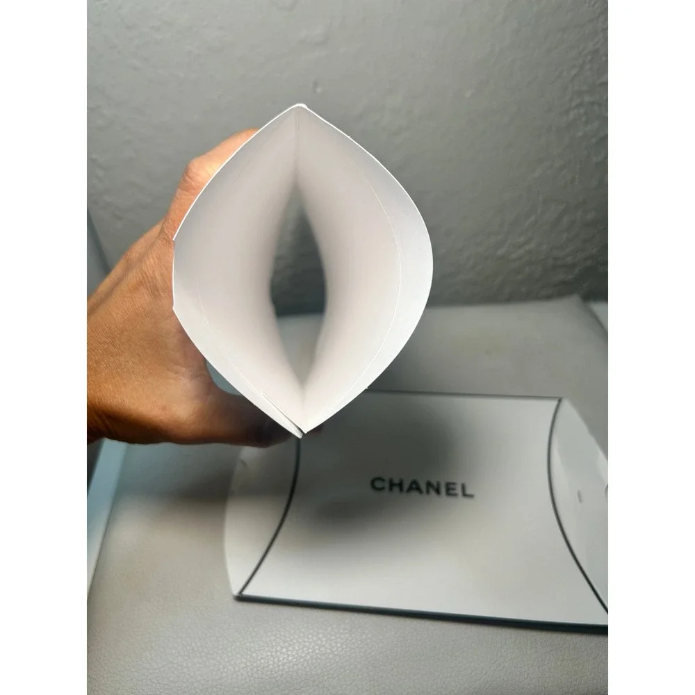 2 Authentic Chanel‎ Empty Pillow Box Gift Packaging Black Trim White